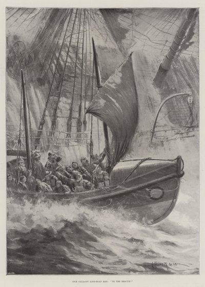 Nossos homens galantes do barco salva-vidas, ao salvamento! de Charles John de Lacy